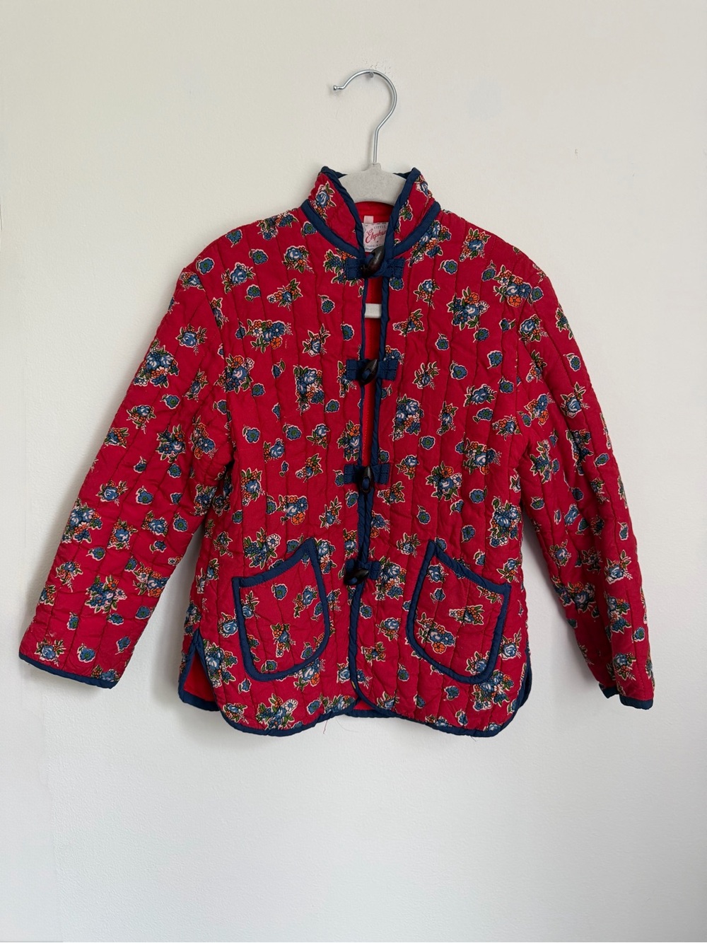 Vintage Little Elephant Kids Red Floral Quilted Jacket (Size ~5-6)